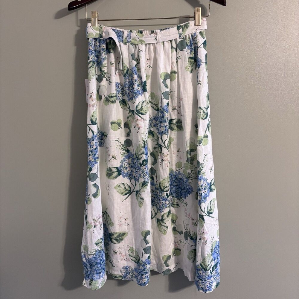 NWT Lauren Conrad Women's Midi Belted Floral Skirt Linen Blend Easter Cottage S - Picture 6 of 13